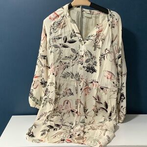 Spartina 449 Cream Floral Tiered Tunic with Drawstring